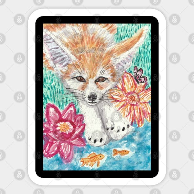 Fennec fox watercolor painting Sticker by SamsArtworks